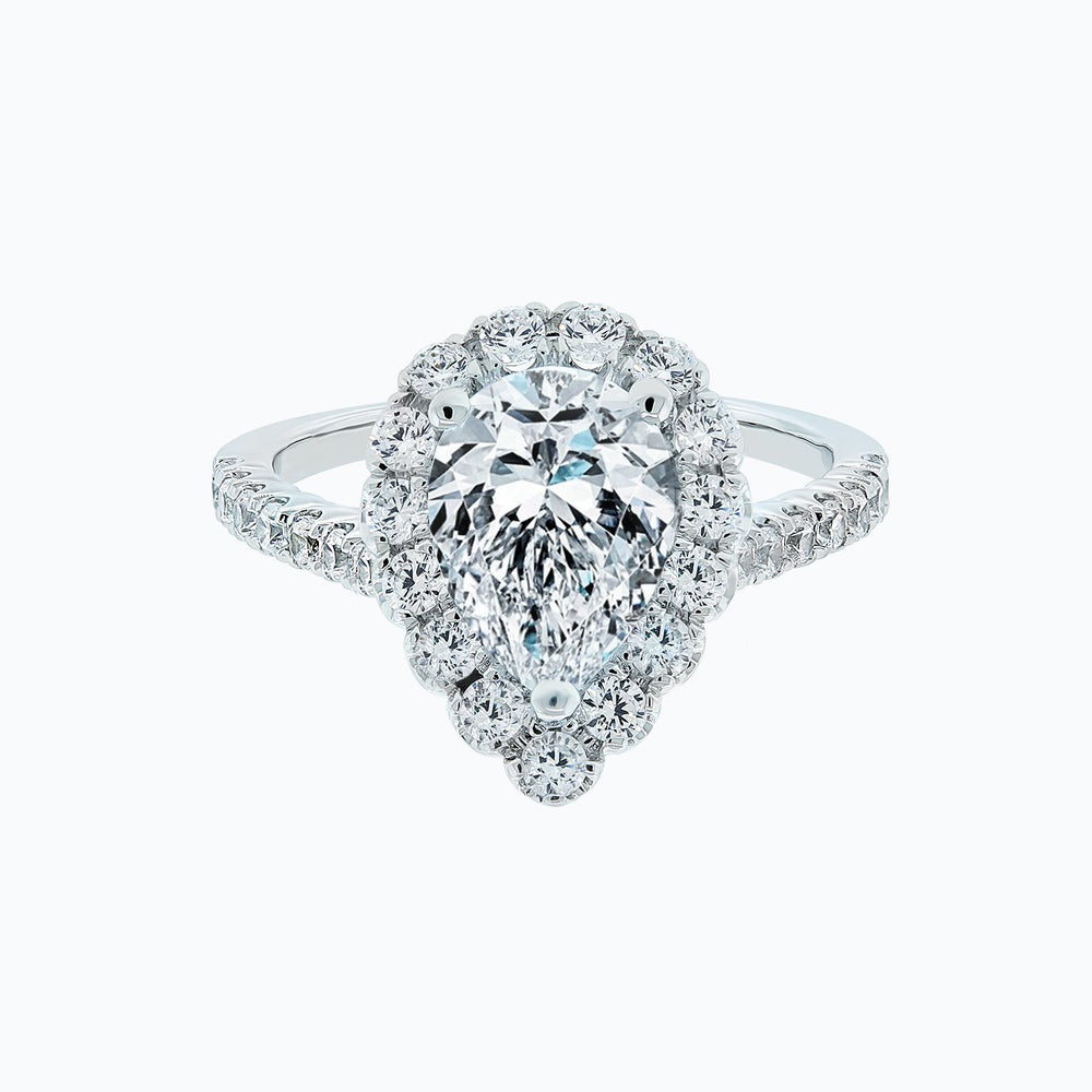 Nigella Pear Halo Pave Diamonds Ring Platinum
