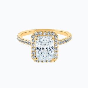 
          
          Load image into Gallery viewer, Nonee Moissanite Radiant Halo Pave Diamonds Yellow Gold Ring
          
          