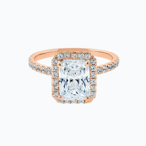 
          
          Load image into Gallery viewer, Nonee Moissanite Radiant Halo Pave Diamonds Rose Gold Ring
          
          