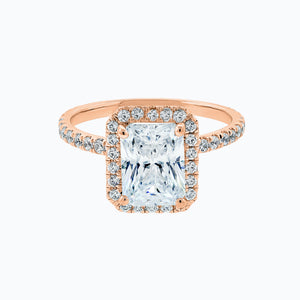 
          
          Load image into Gallery viewer, Nonee Radiant Halo Pave Diamonds Ring 14K Rose Gold
          
          