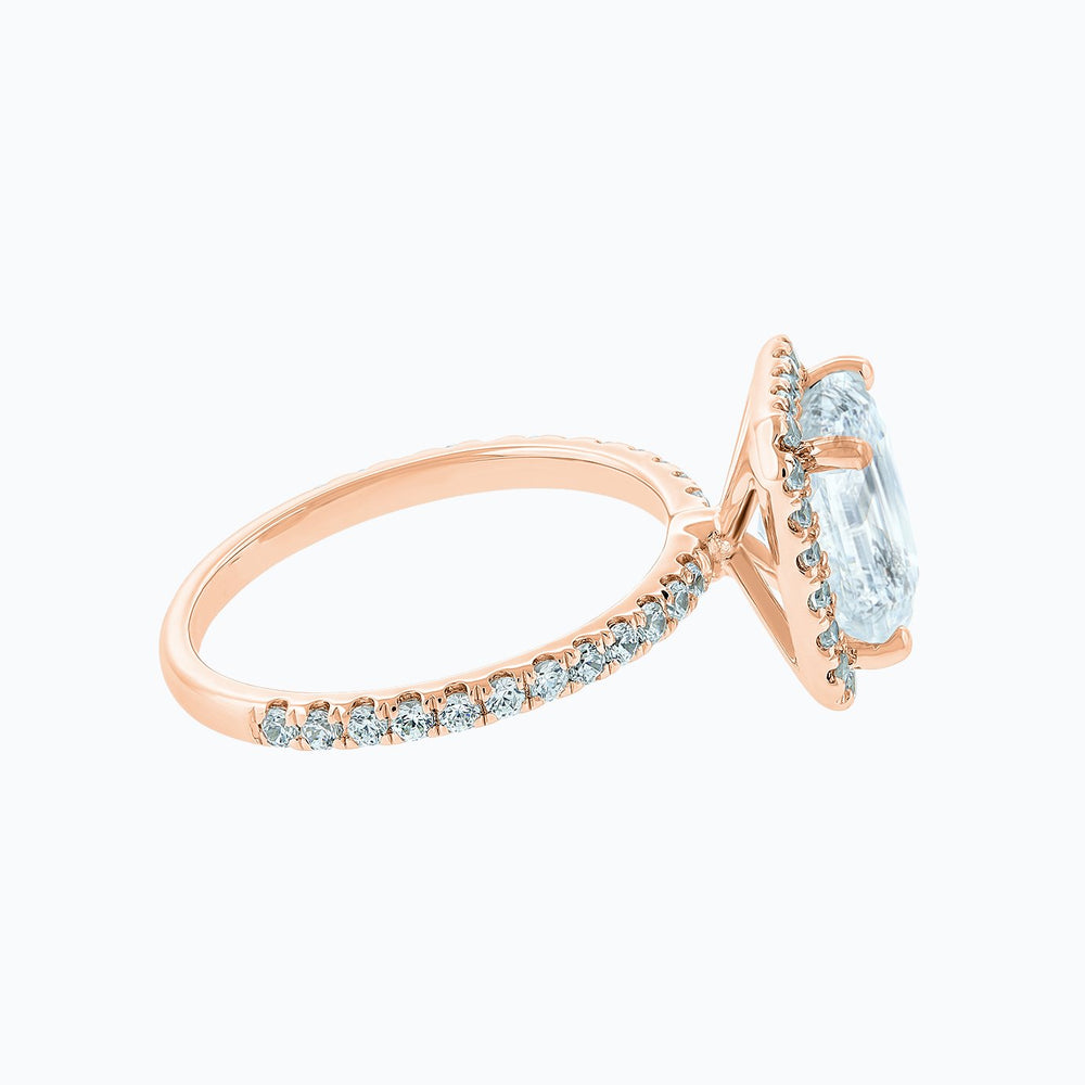
          
          Load image into Gallery viewer, Nonee Moissanite Radiant Halo Pave Diamonds Rose Gold Ring
          
          