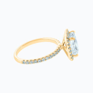 
          
          Load image into Gallery viewer, Nonee Lab Created  Diamond Radiant Halo Pave Diamonds Yellow Gold Ring
          
          