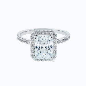
          
          Load image into Gallery viewer, 1.00ct Nonee Lab Created  Diamond Radiant Halo Pave Diamonds 18k White Gold Ring
          
          