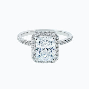 
          
          Load image into Gallery viewer, Nonee Moissanite Radiant Halo Pave Diamonds White Gold Ring
          
          