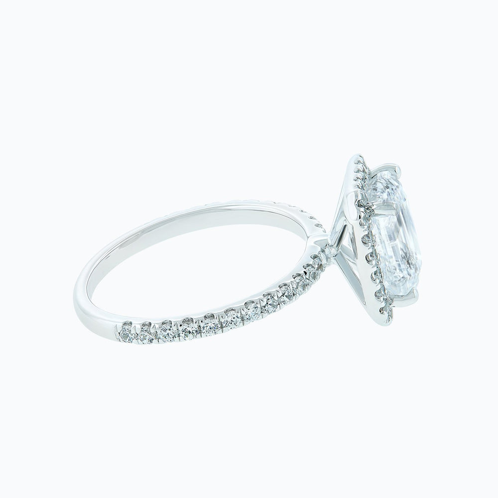 
          
          Load image into Gallery viewer, Nonee Lab Created  Diamond Radiant Halo Pave Diamonds 18k White Gold Ring
          
          