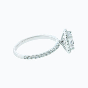 
          
          Load image into Gallery viewer, 2.00ct Novella Moissanite Cushion Halo Pave Diamonds 18k White Gold Ring
          
          
