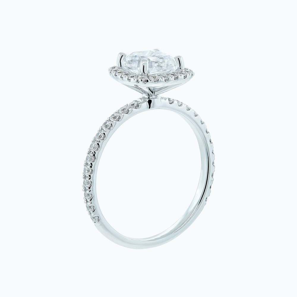 
          
          Load image into Gallery viewer, 1.00ct Novella Lab Created Diamond Cushion Halo Pave Diamonds 18k White Gold Ring
          
          