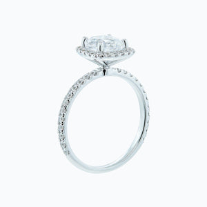 
          
          Load image into Gallery viewer, Novella Moissanite Cushion Halo Pave Diamonds Platinum Ring
          
          