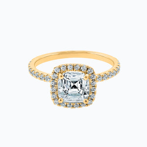 
          
          Load image into Gallery viewer, Novella Cushion Halo Pave Diamonds Ring 14K Yellow Gold
          
          