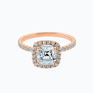 
          
          Load image into Gallery viewer, Novella Cushion Halo Pave Diamonds Ring 18K Rose Gold
          
          