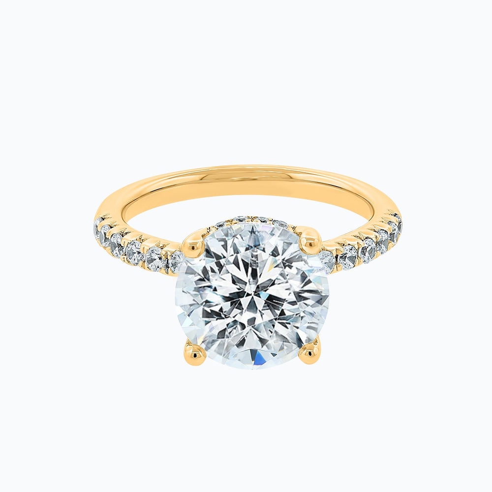 Amalia Round Pave Diamonds Ring 18K Yellow Gold