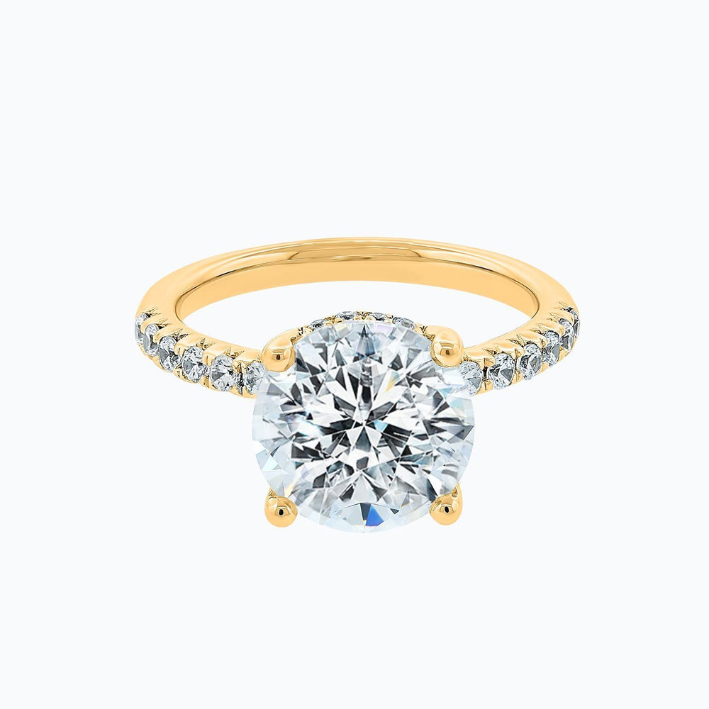 Amalia Lab Created Diamond Round Pave Diamonds Yellow Gold Ring