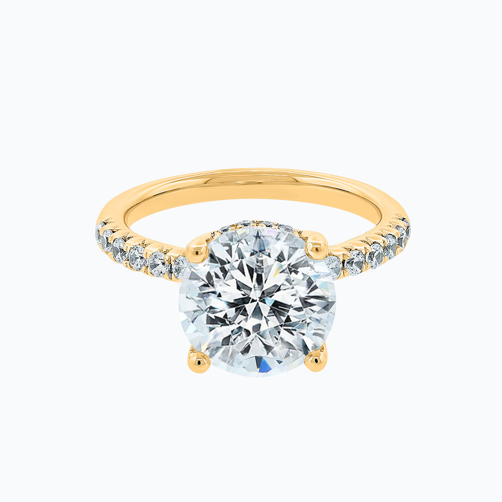 Amalia Round Pave Diamonds Ring 14K Yellow Gold