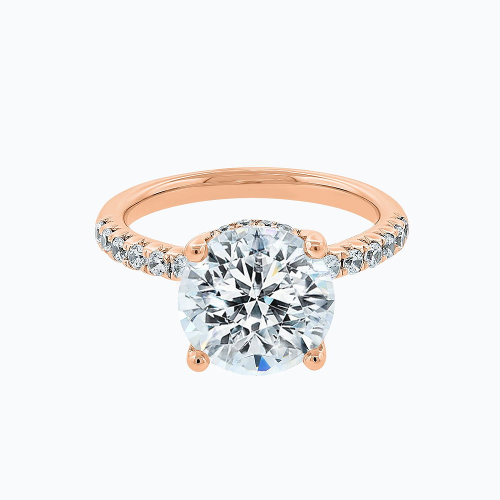 Amalia Round Pave Diamonds Ring 18K Rose Gold