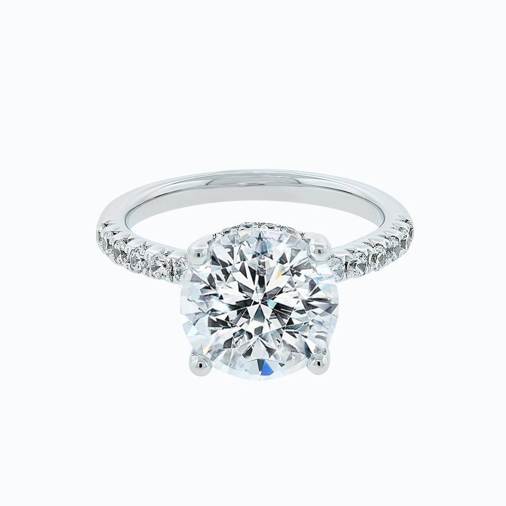 
          
          Load image into Gallery viewer, 3.00ct Amalia Lab Diamond Round Pave Diamonds 18k White Gold Ring
          
          