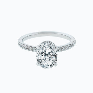 
          
          Load image into Gallery viewer, 3.00ct Alessia Moissanite Oval Pave Diamonds 18k White Gold Ring
          
          
