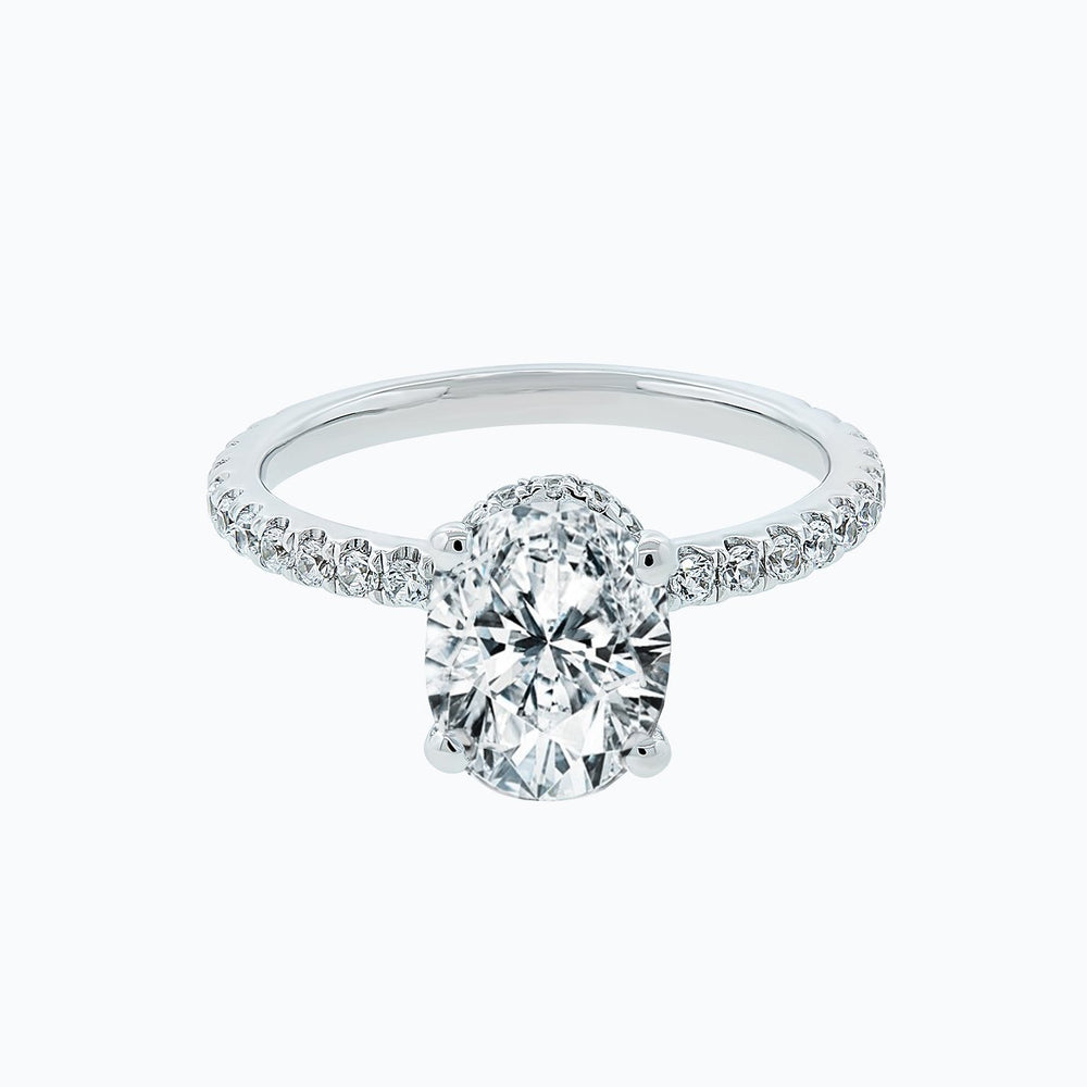 Alessia Lab Created Diamond Oval Pave Diamonds Platinum Ring