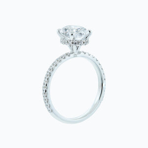 
          
          Load image into Gallery viewer, 0.90ct Alessia Moissanite Oval Pave Diamonds 18k White Gold Ring
          
          