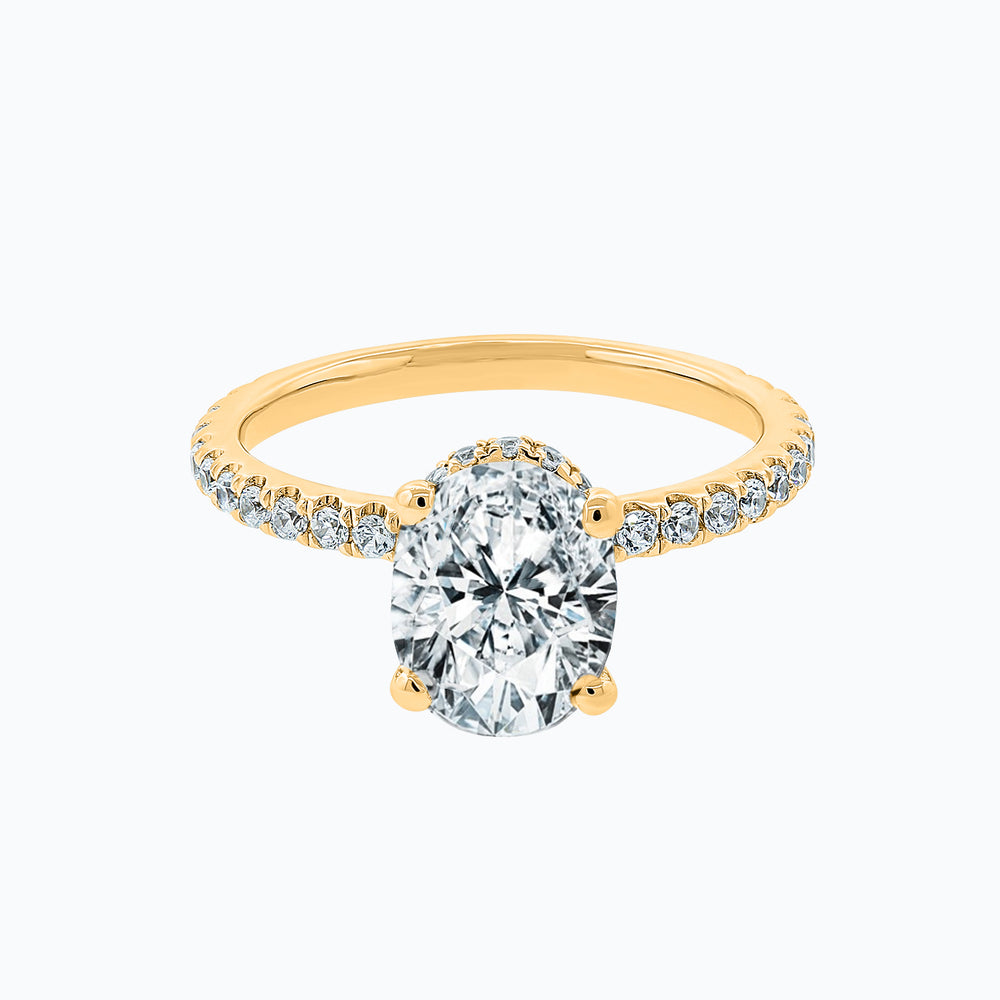 Alessia Oval Pave Diamonds Ring 14K Yellow Gold