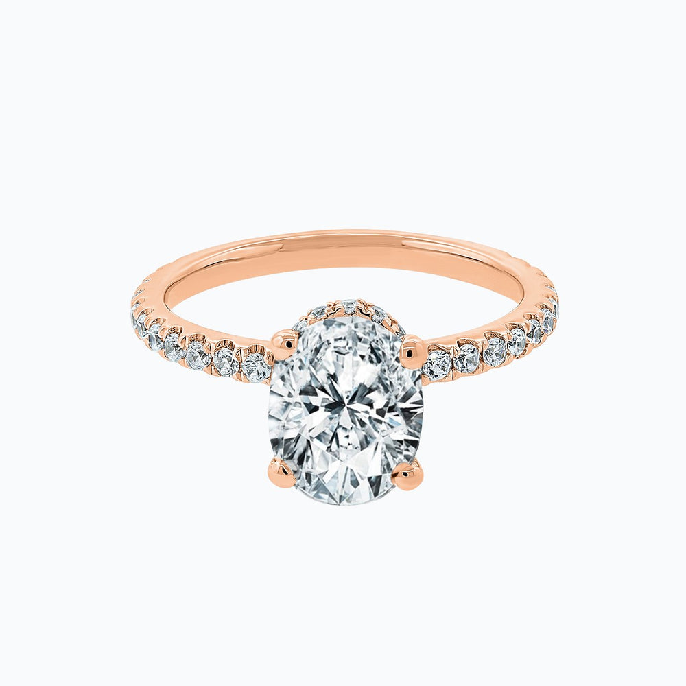Alessia Moissanite Oval Pave Diamonds Rose Gold Ring