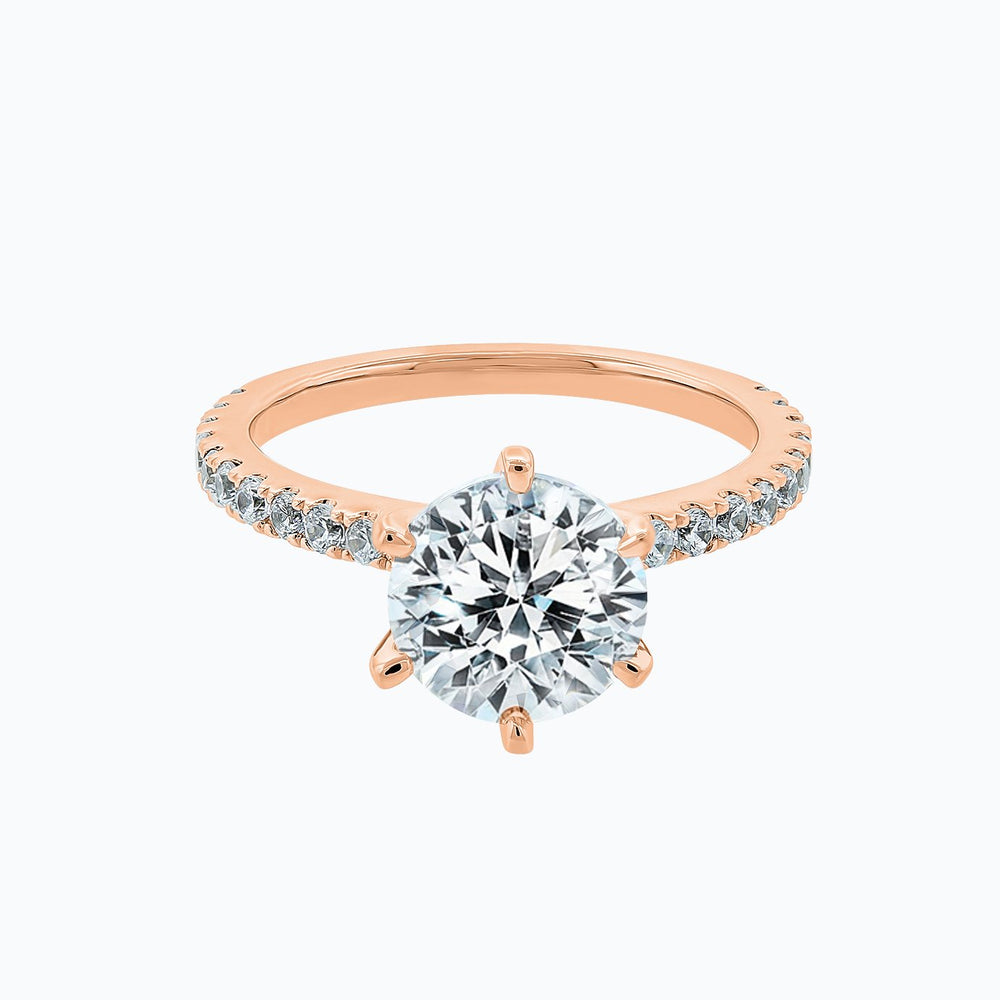 
          
          Load image into Gallery viewer, Agata Moissanite Round Pave Diamonds Rose Gold Ring
          
          