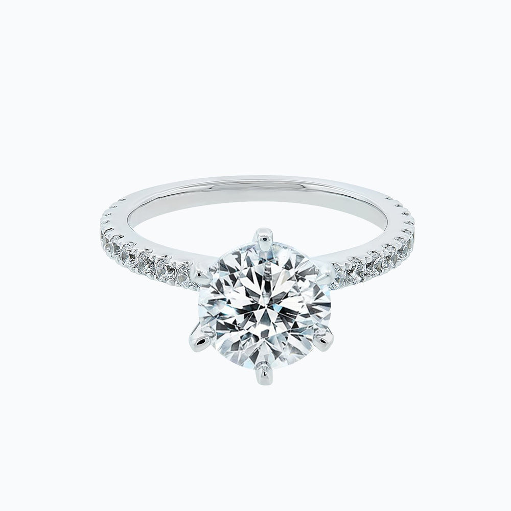 Agata Round Pave Diamonds 18k White Gold Semi Mount Engagement Ring