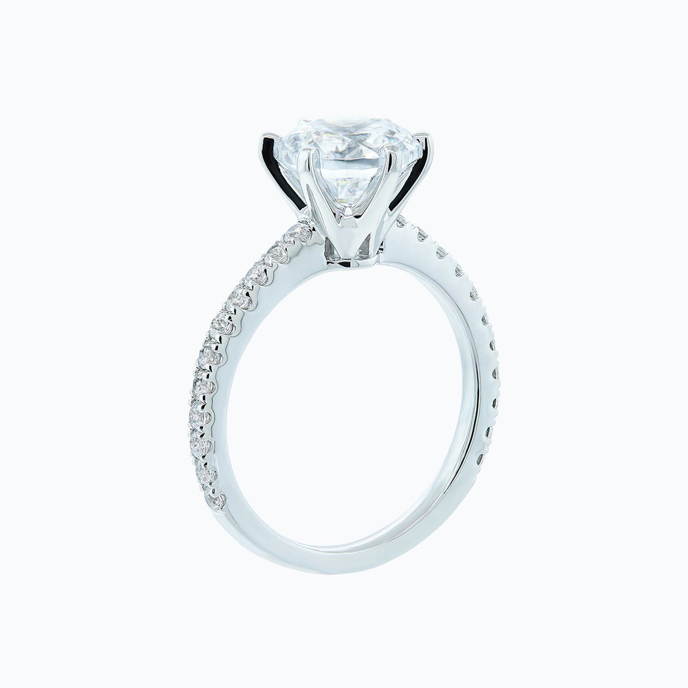 
          
          Load image into Gallery viewer, 1.50ct Agata Moissanite Round Pave Diamonds 18k White Gold Ring
          
          