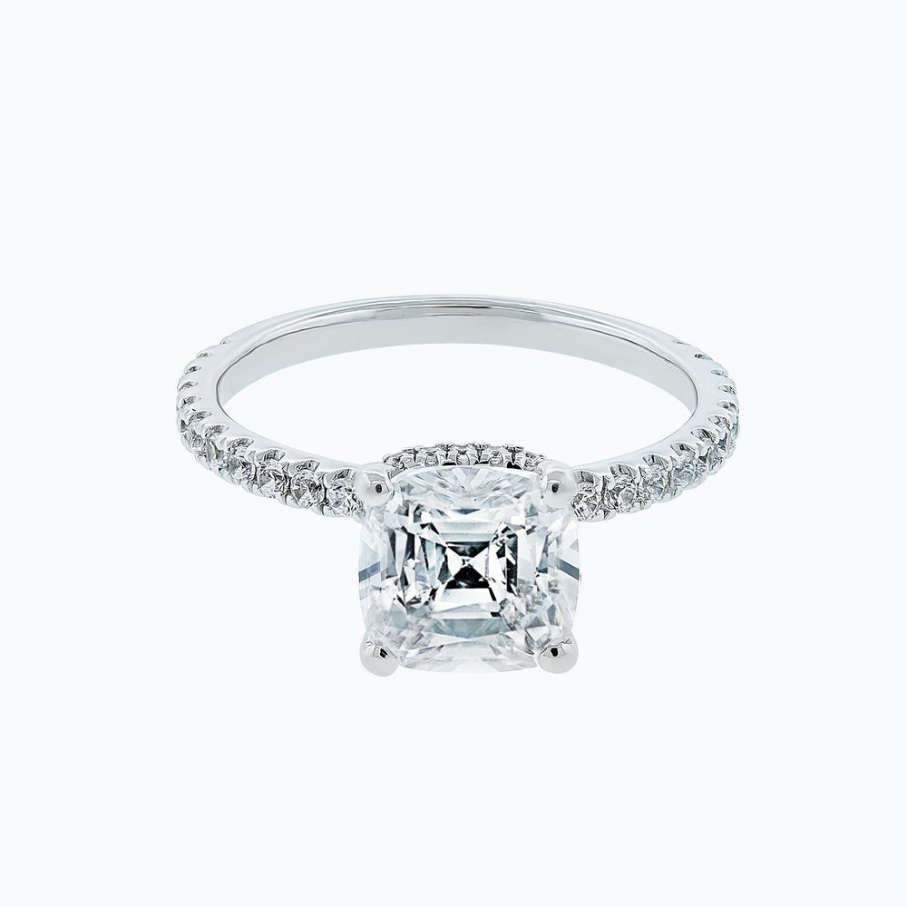 
          
          Load image into Gallery viewer, 2.80ct Adalia Moissanite Cushion Pave Diamonds 18k White Gold Ring
          
          
