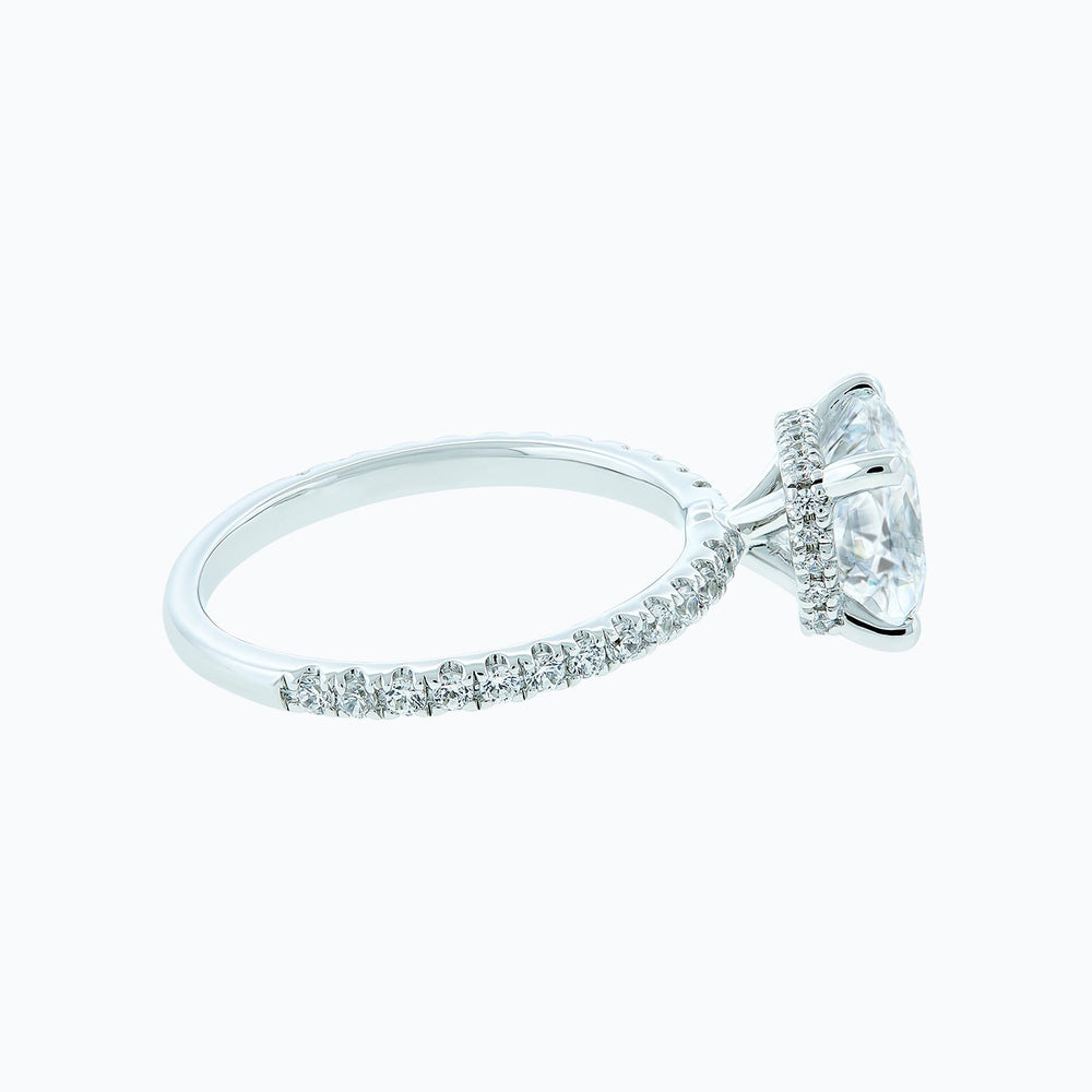 
          
          Load image into Gallery viewer, Adalia Moissanite Cushion Pave Diamonds 18k White Gold Ring In Stock
          
          