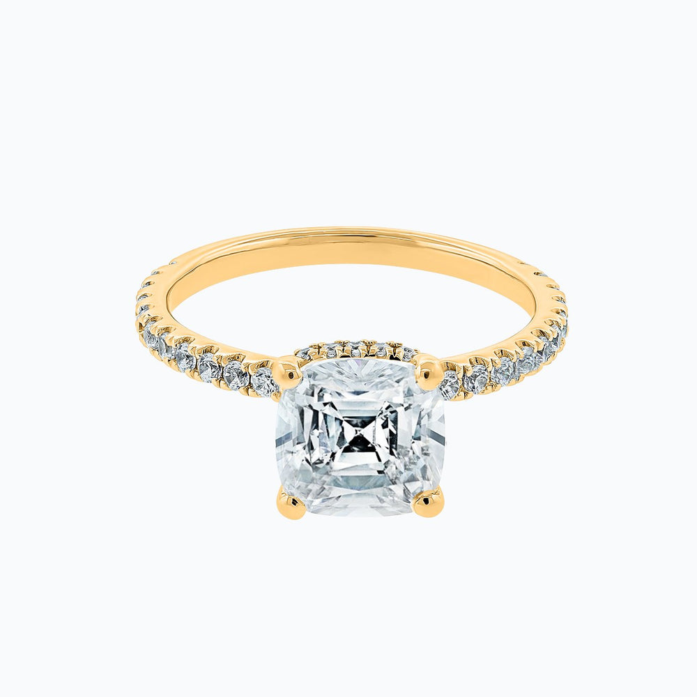 
          
          Load image into Gallery viewer, Adalia Moissanite Cushion Pave Diamonds Yellow Gold Ring
          
          