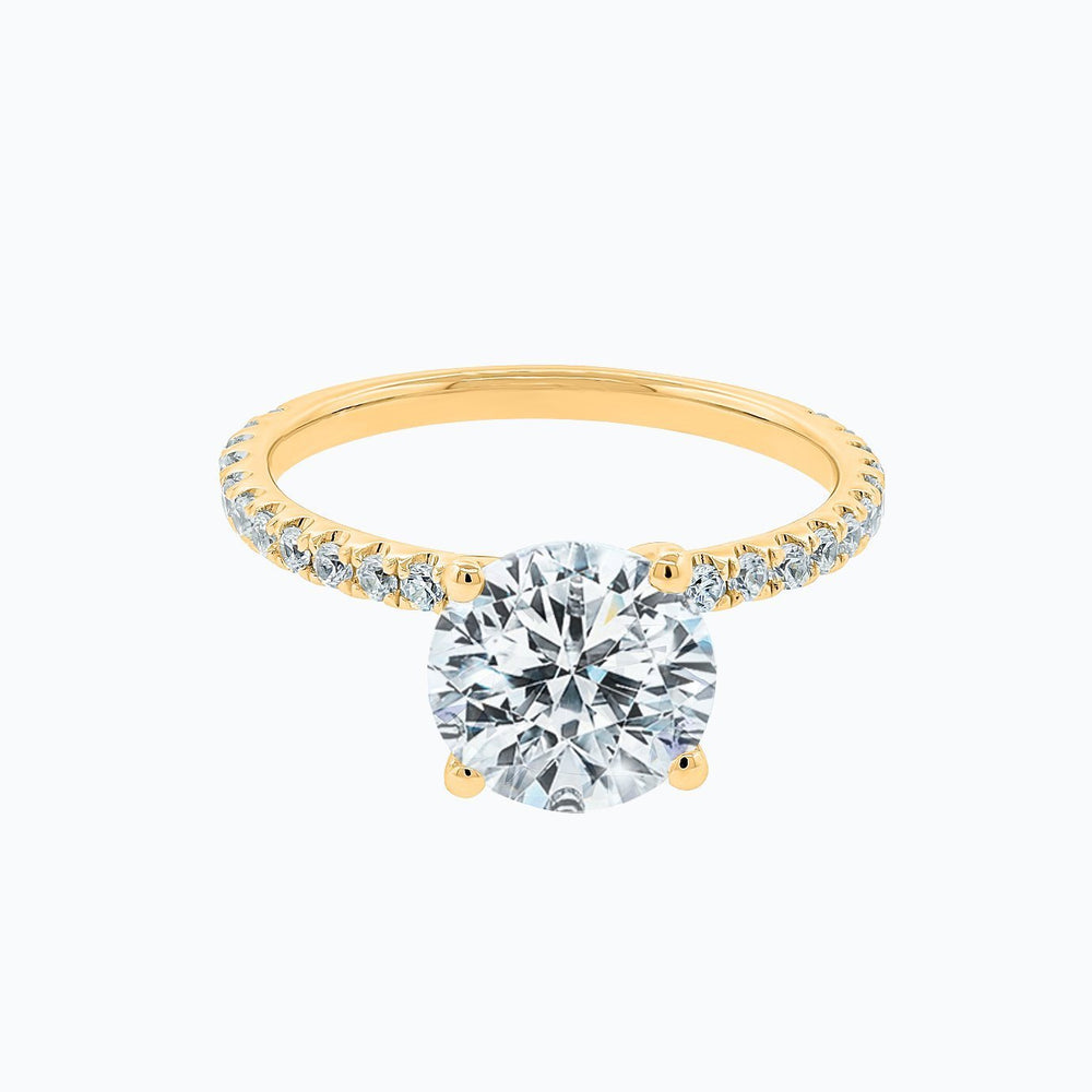 Ariel Lab Created Diamond Round Pave Diamonds Yellow Gold Ring