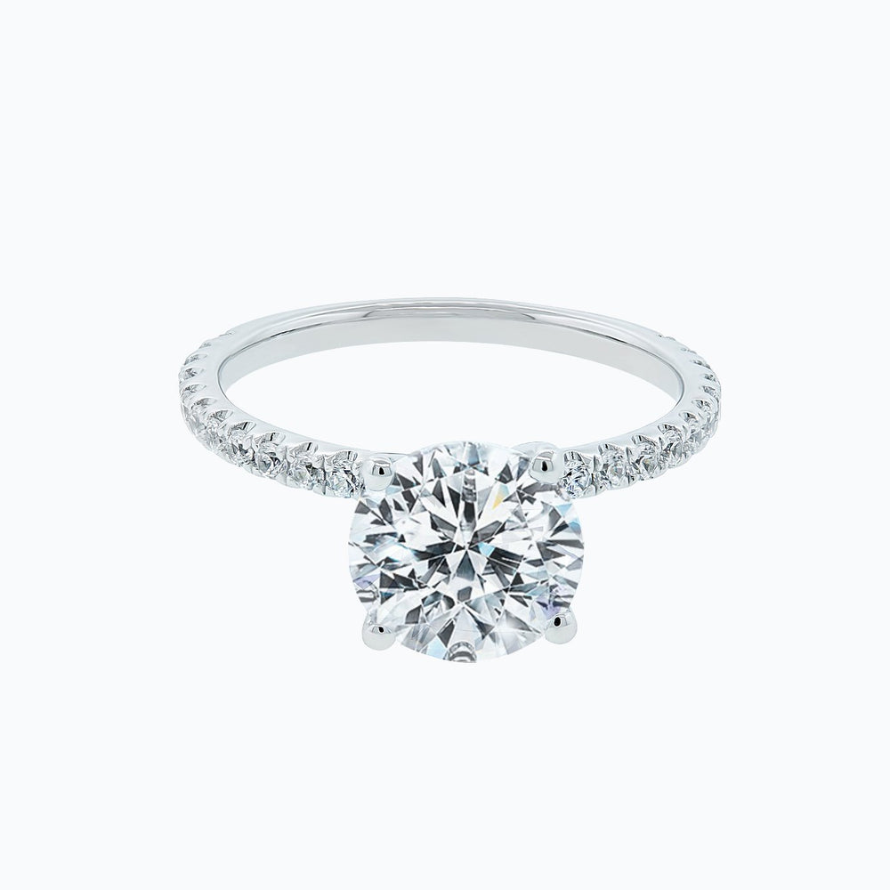 Ariel Moissanite Round Pave Diamonds Platinum Ring