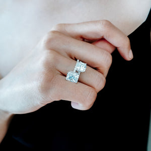 
          
          Load image into Gallery viewer, Elina Lab Created Diamond Radiant Pave Diamonds Platinum Ring
          
          