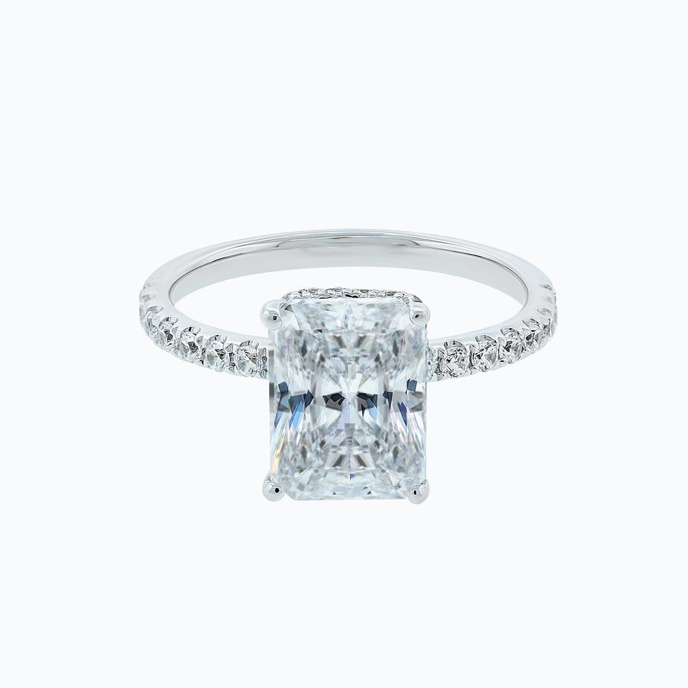 Elina Lab Created Diamond Radiant Pave Diamonds White Gold Ring