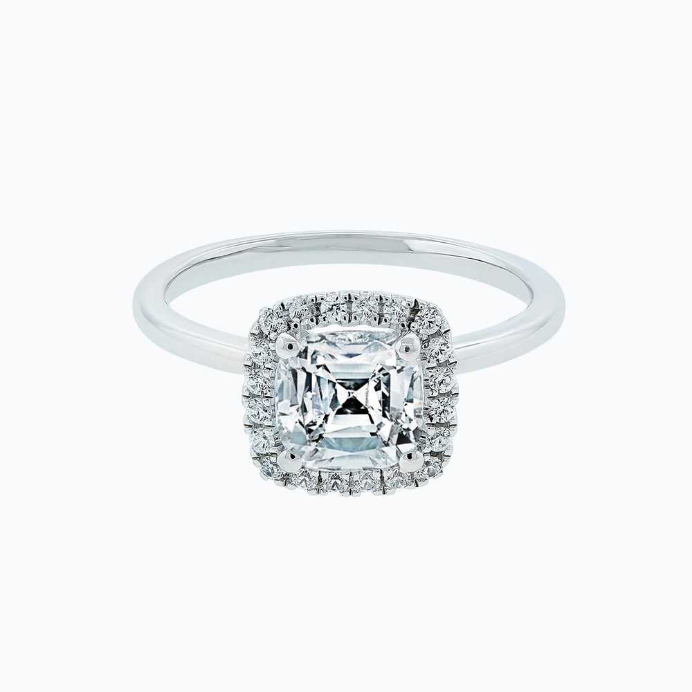 Linda Moissanite Cushion Diamonds Halo Ring