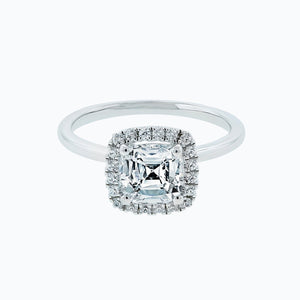 
          
          Load image into Gallery viewer, 2.00ct Linda Moissanite Cushion Diamonds Halo 18k White Gold Ring
          
          