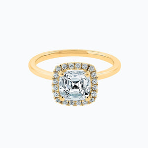 
          
          Load image into Gallery viewer, Linda Lab Created Diamond Cushion Diamonds Halo Rose Gold Ring
          
          
