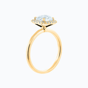 
          
          Load image into Gallery viewer, Linda Moissanite Cushion Diamonds Halo Yellow Gold Ring
          
          