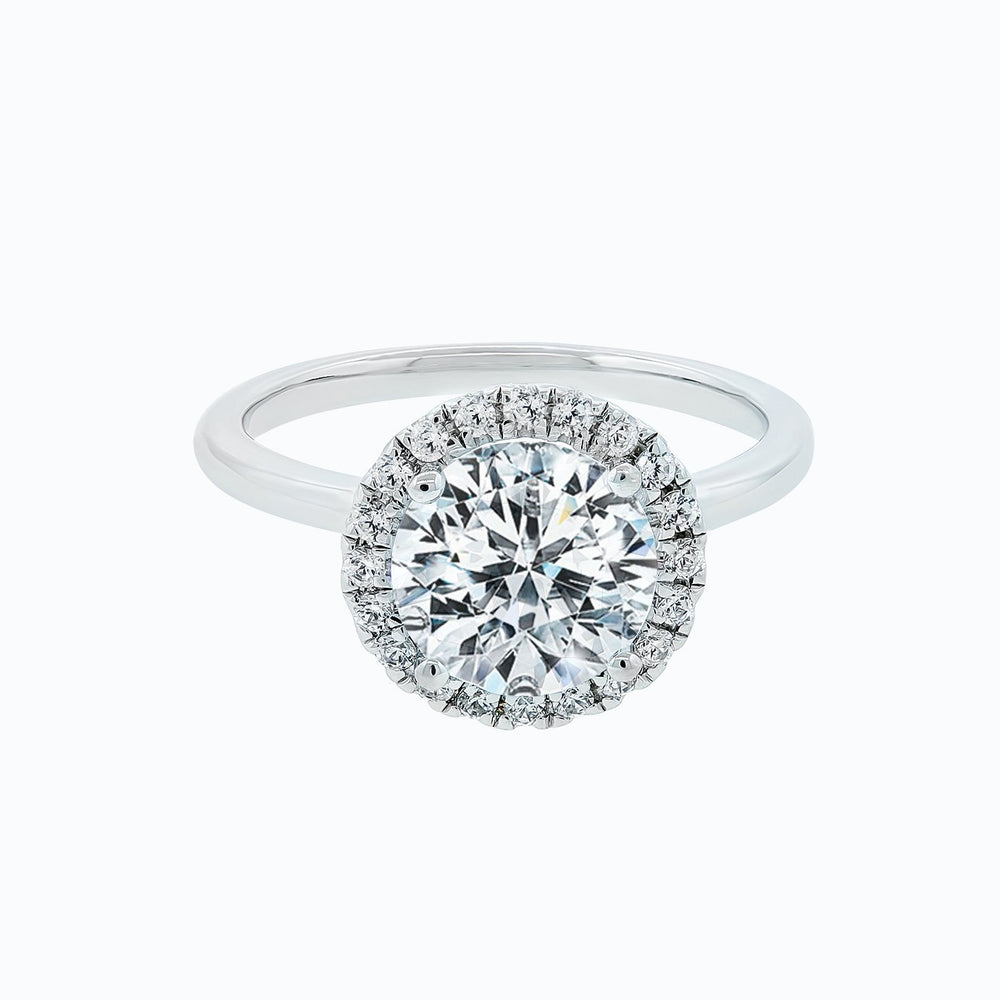 2.50ct Linn Lab Diamonds Round Halo Solitaire 18k White Gold Ring