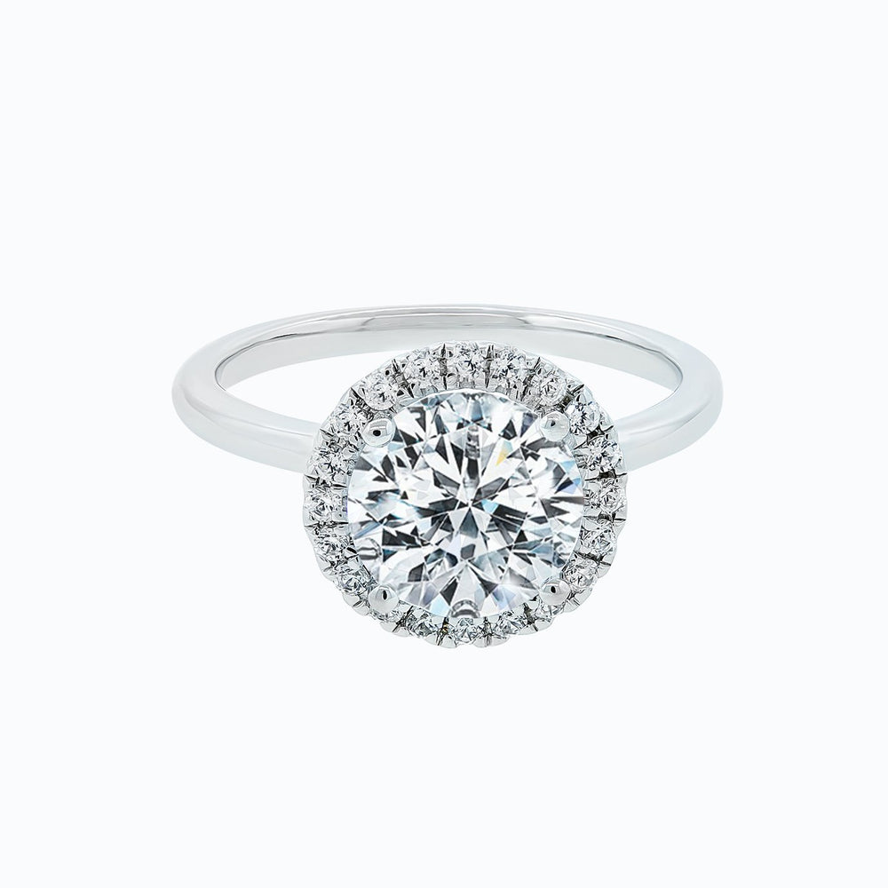 1.20ct Linn Moissanite Round Diamonds Halo Solitaire 18k White Gold Ring