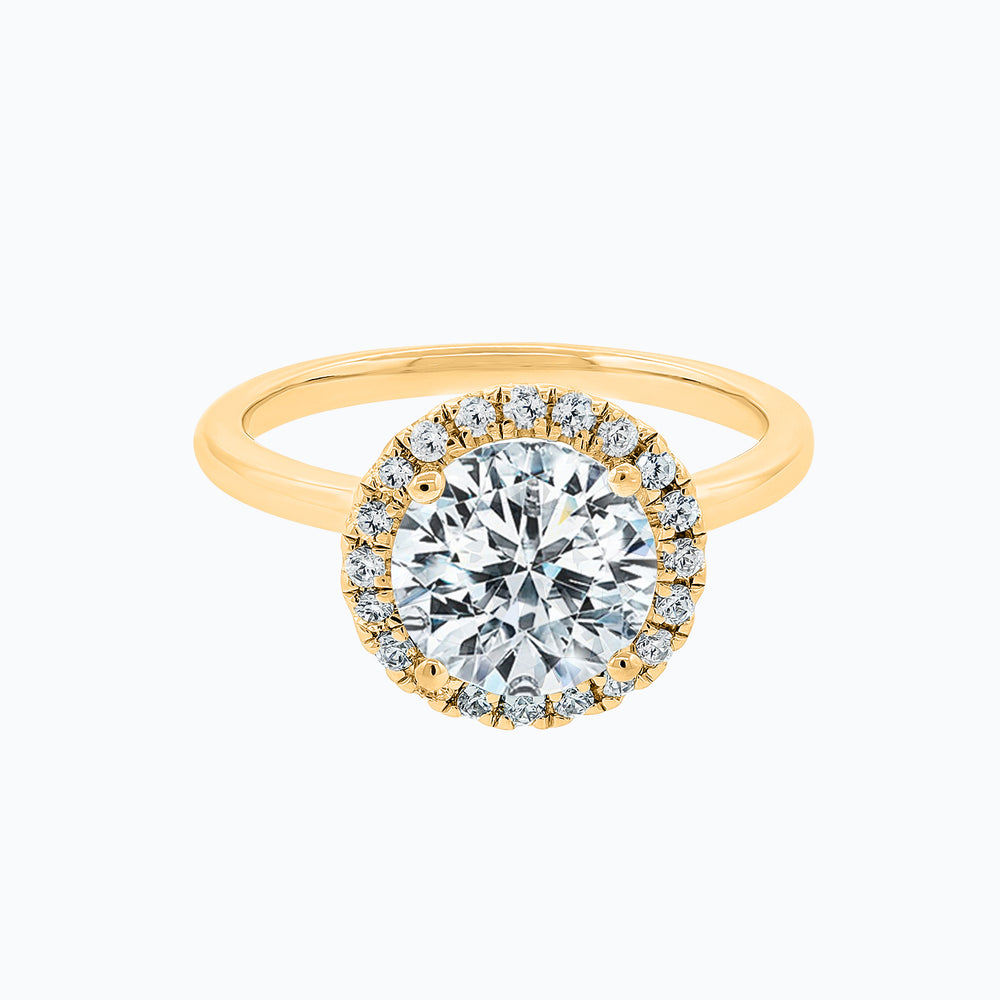 Linn Round Halo Solitaire Ring 14K Yellow Gold