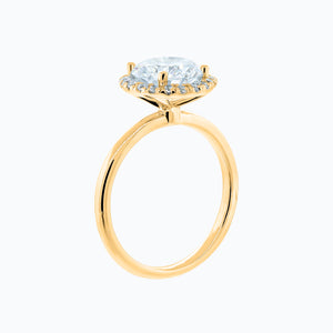 
          
          Load image into Gallery viewer, Linn Lab Created  Diamonds Round Halo Solitaire Yellow Gold Ring
          
          